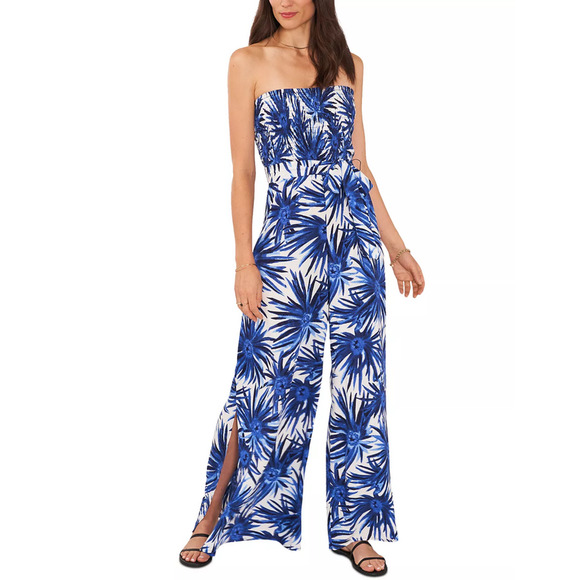 1.state Strapless Tie-Waist Jumpsuit Cover-Up Sea Urchin Size L - Picture 1 of 2
